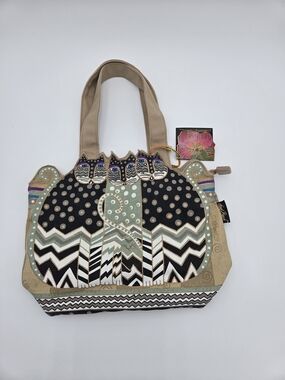 Laurel Burch NWT Multicolor Cat Trio Shoulder Bag  Double Handals